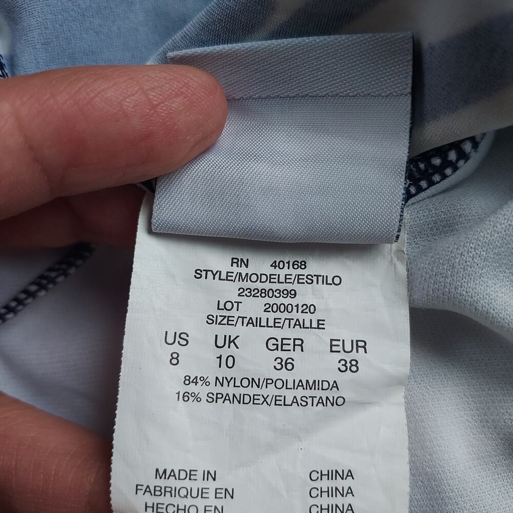 Caribbean Joe White & Blue Palm Floral Tankini Size 8 - Picture 7 of 7